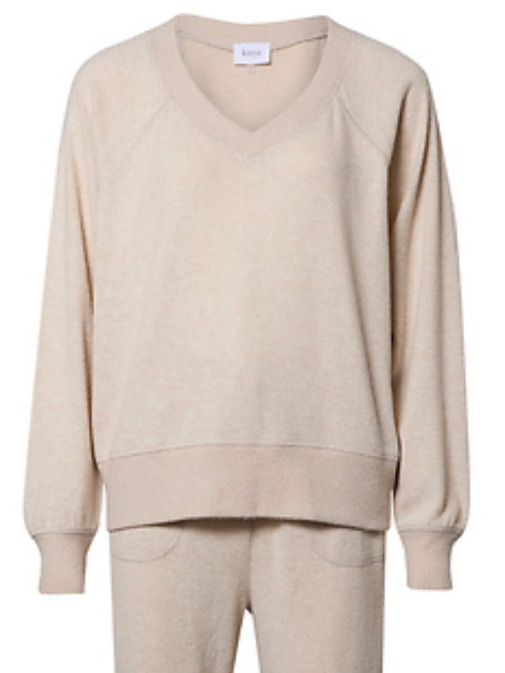 KORYE Women's Contrast Knit Top Only Size L in Oatmeal